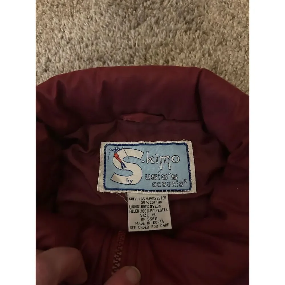 Vintage Women's Burgundy Puffer Vest Size S Casual Winter Outerwear - Picture 3 of 9